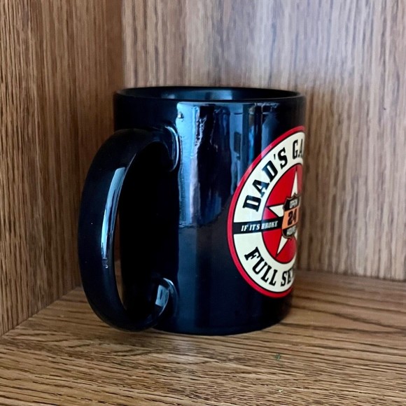 Coffee Mug Dad’s Garage Gloss Black with Car Repair Shop Logo - Picture 3 of 7